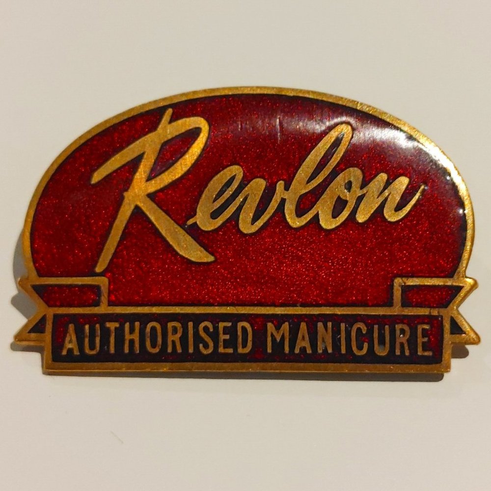 Vintage Revlon Authorized Manicure Pin Red and Brass Mid Century Collectible